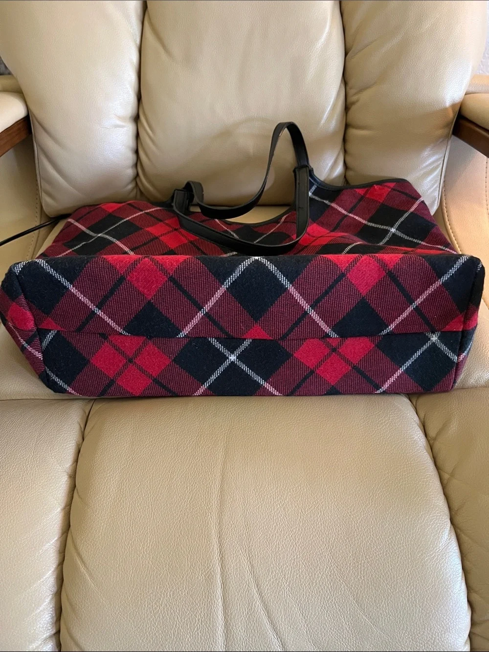 Victoria’s Secret Plaid Red and Black Tote Bag with Monogram